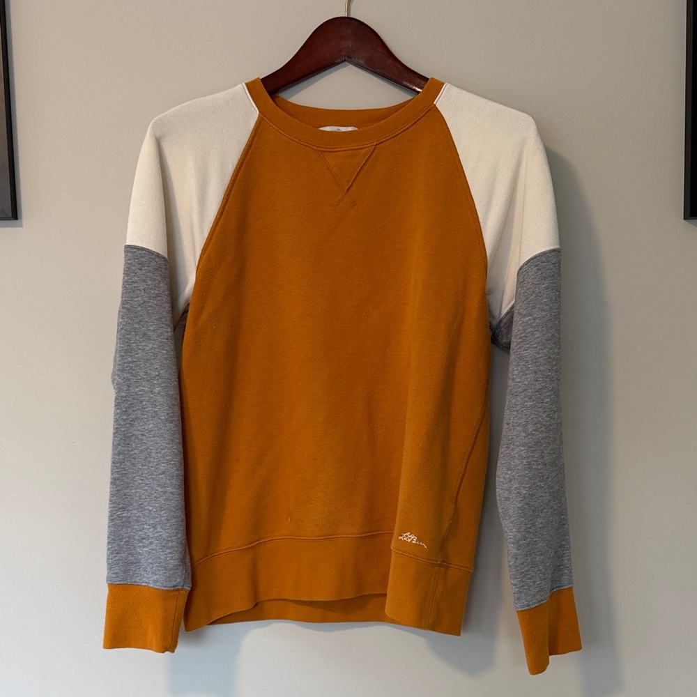 LL Bean Colorblock Crewneck Sweater - Rust/Gray/Cream